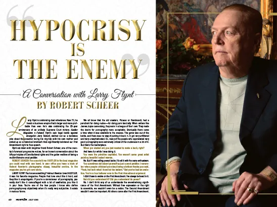 Larry Flynt in Conversation — Interview layout · Hustler Magazine